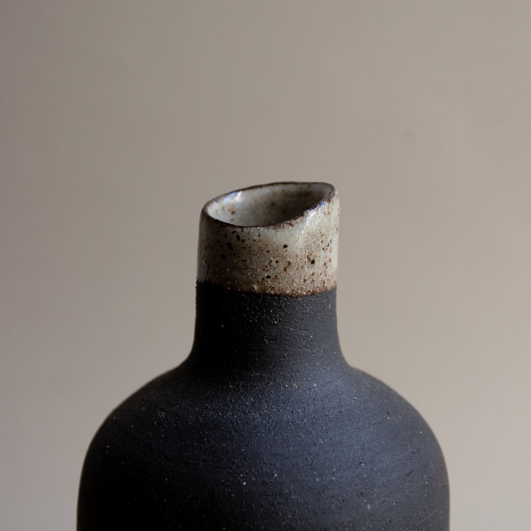 Black Vase with White Top 1