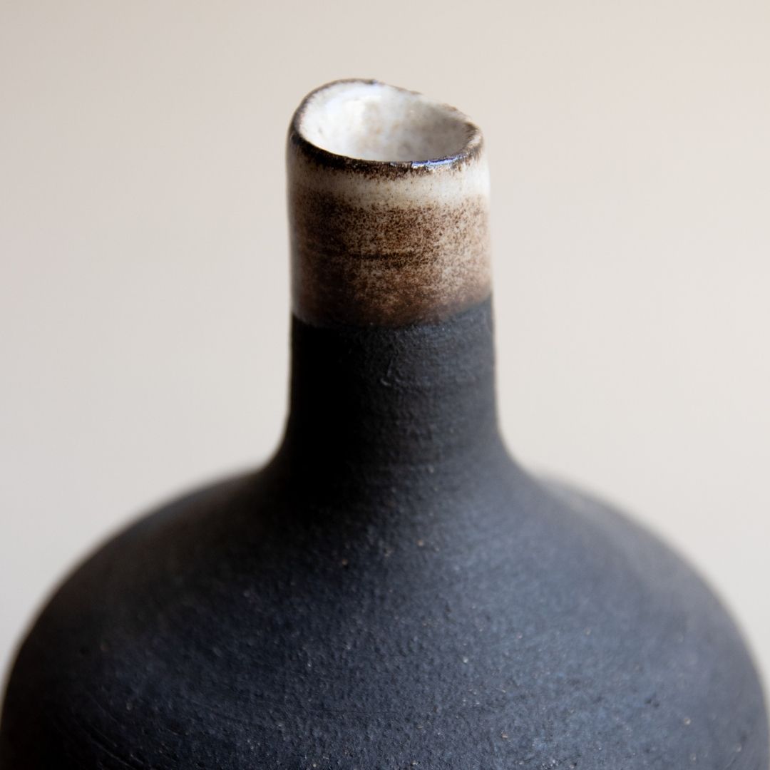 Black Vase with White Top 2