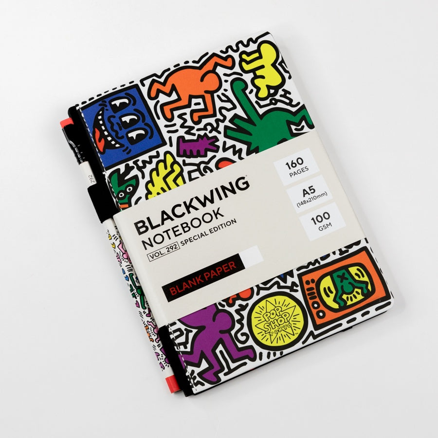 Blackwing notebook with colorful abstract designs on a white background