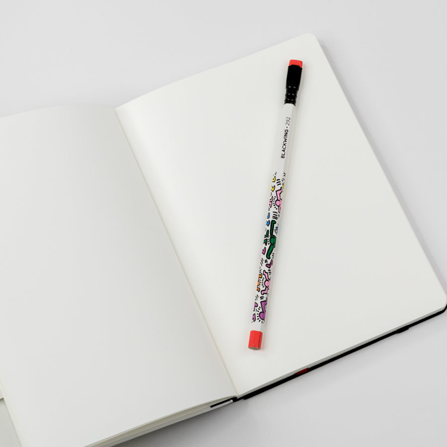 Blackwing notebook with colorful abstract designs on a white background
