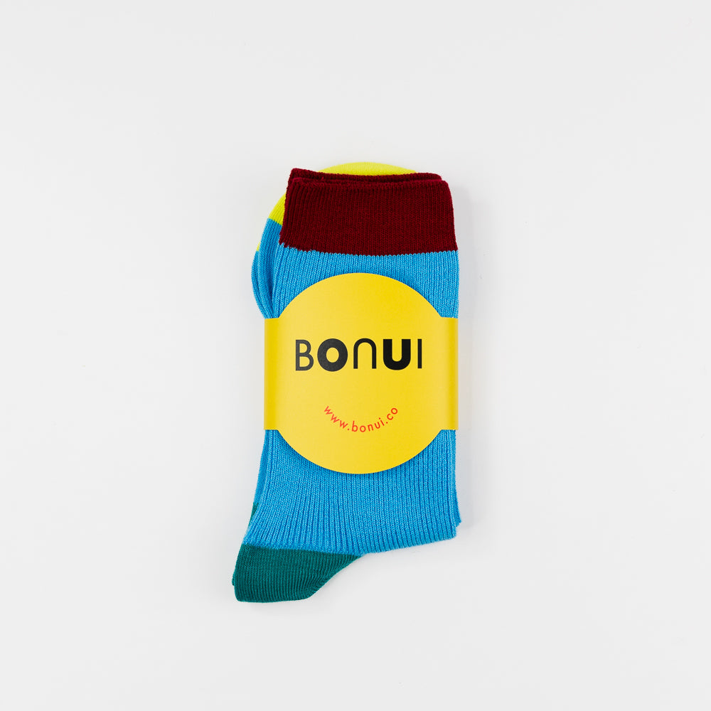 COLOR BLOCK Socks - Cyan