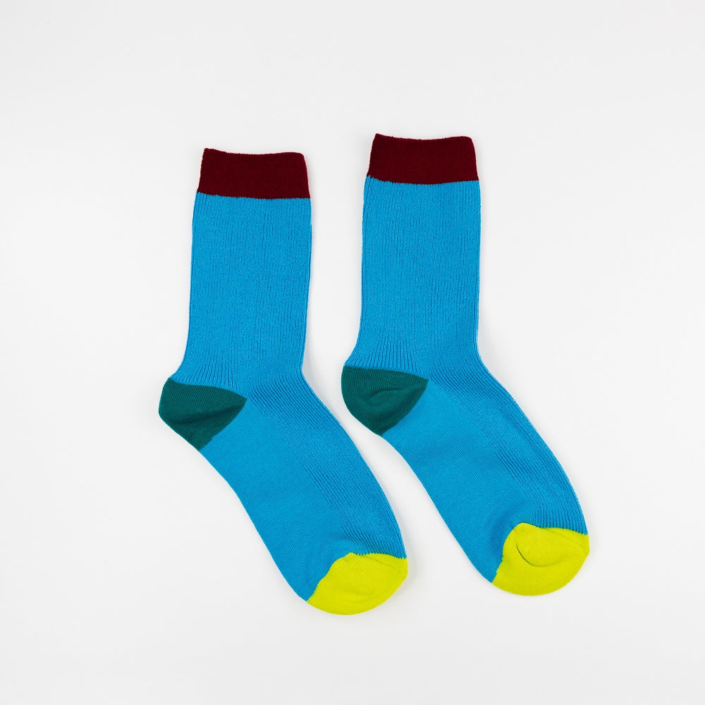 COLOR BLOCK Socks - Cyan