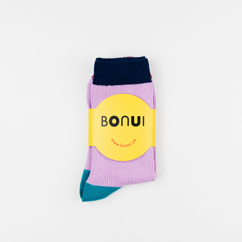 COLOR BLOCK Socks - Lavender