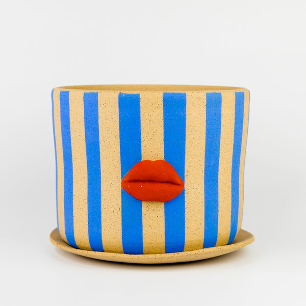 Striped Lips Planter 6"