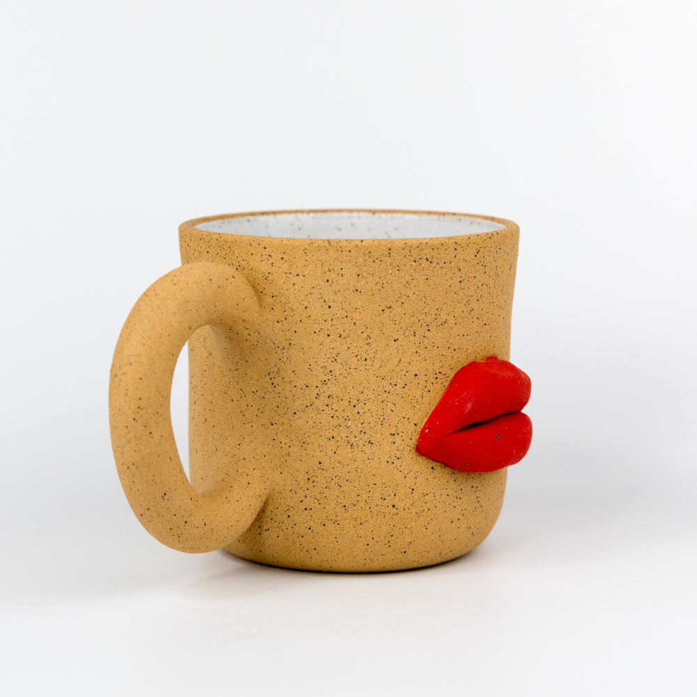 Bowl Cut Ceramics Lips Mug - Red