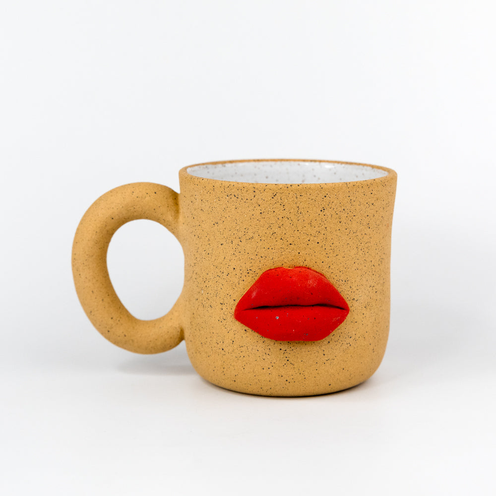 Bowl Cut Ceramics Lips Mug - Red