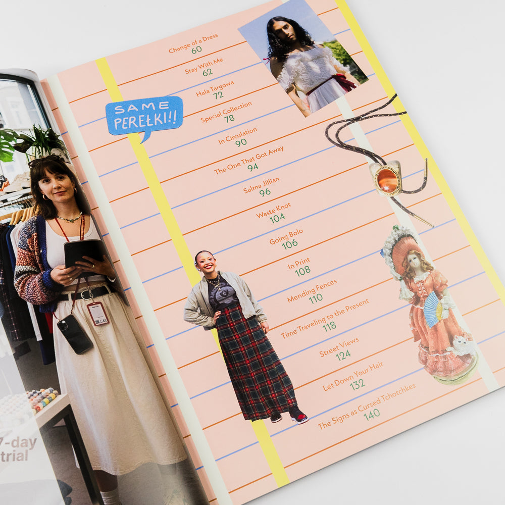 Magazine cover with a colorful headpiece and text on a light background