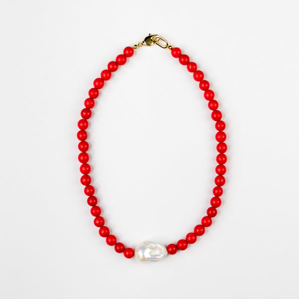 Felix Baroque Pearl Necklace - Crimson Red Jade by Orly