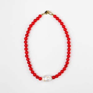 Felix Baroque Pearl Necklace - Crimson Red Jade by Orly