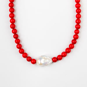 Felix Baroque Pearl Necklace - Crimson Red Jade by Orly