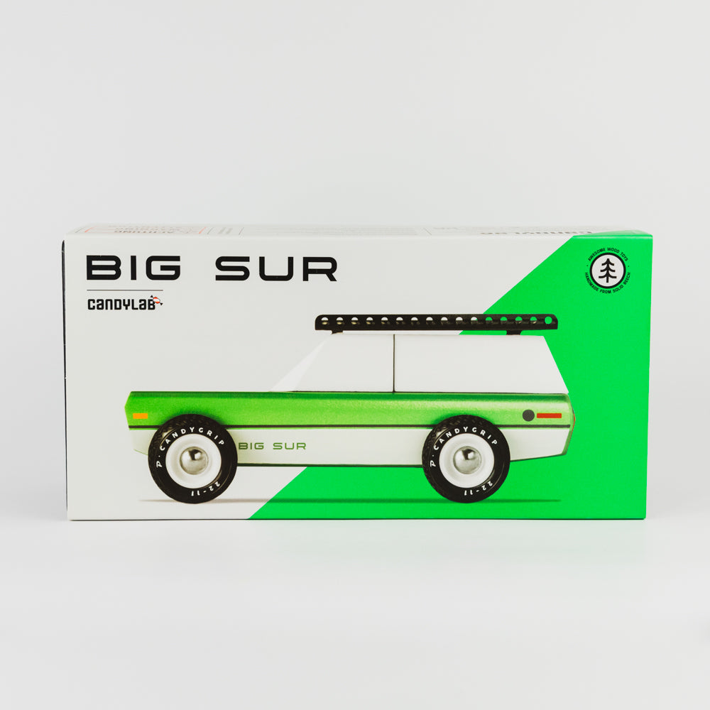 Box with a graphic of a van labeled 'Big Sur' on a white background