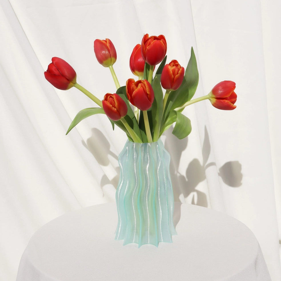 Rib Vase - Translucent Glass Green