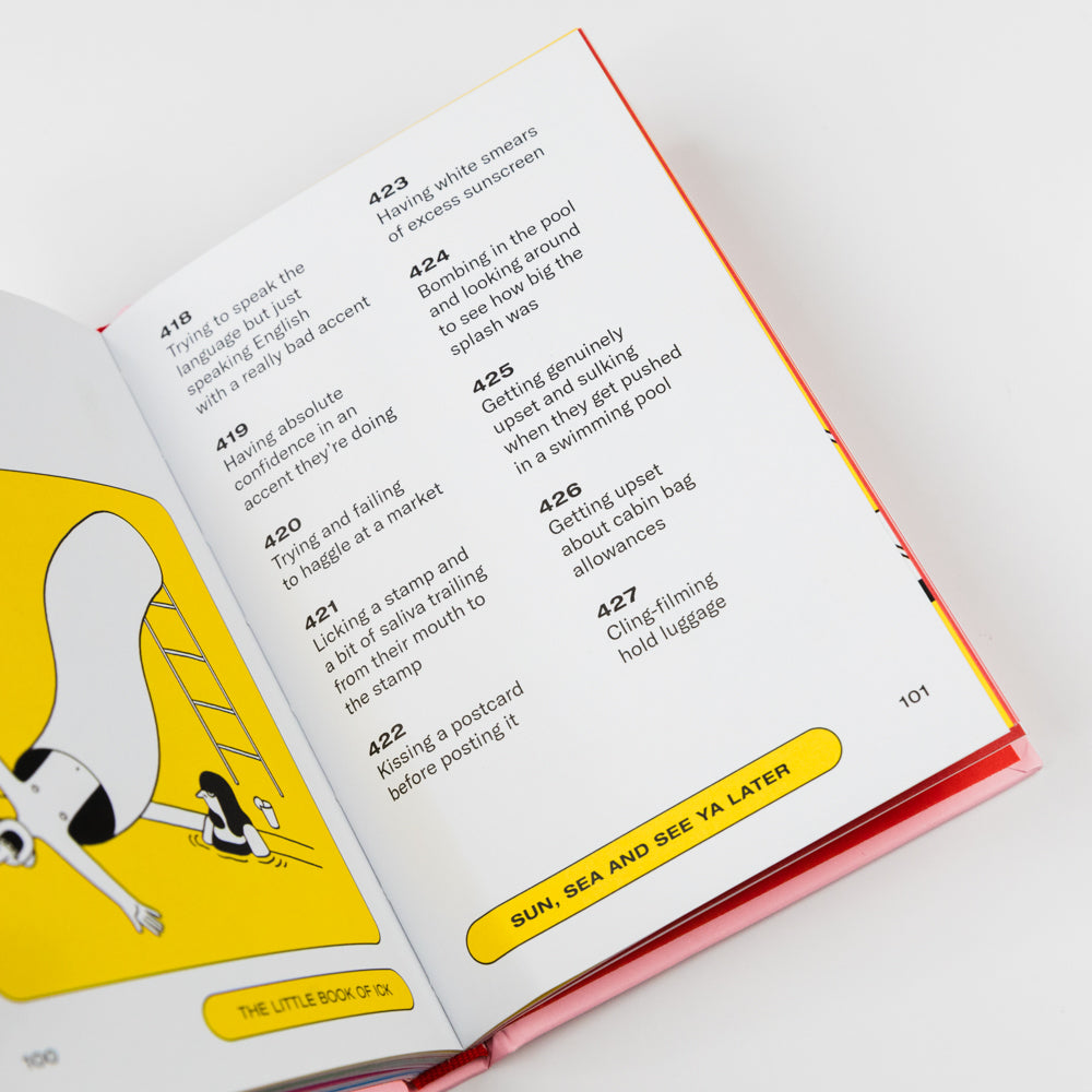 Open book with text and a yellow illustration on a white background