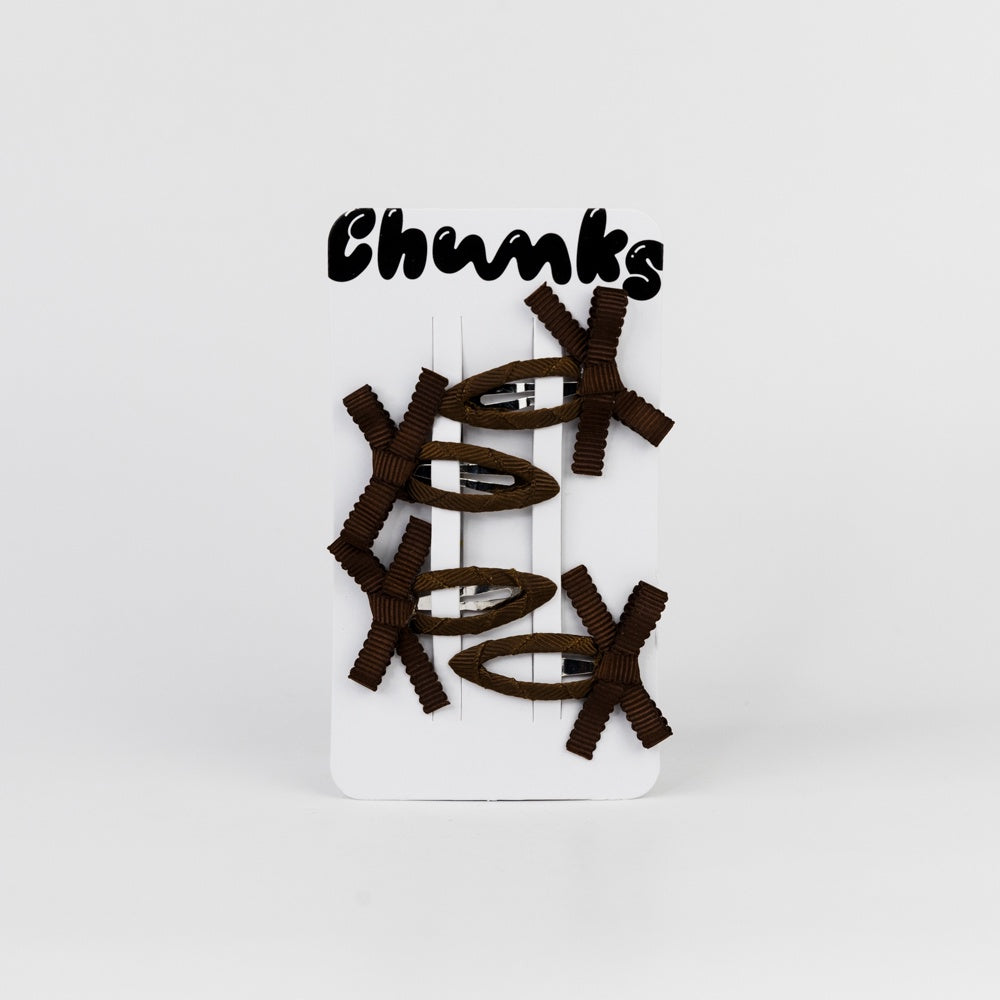 Bow Snap Clips - Chocolate