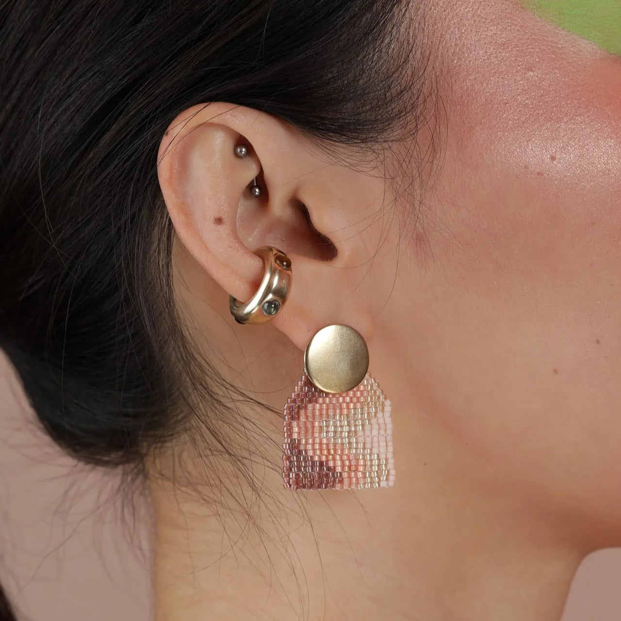 Confetti Ear Cuff - Silver, Purple Amethyst/Opal/Teal Chrysophrase