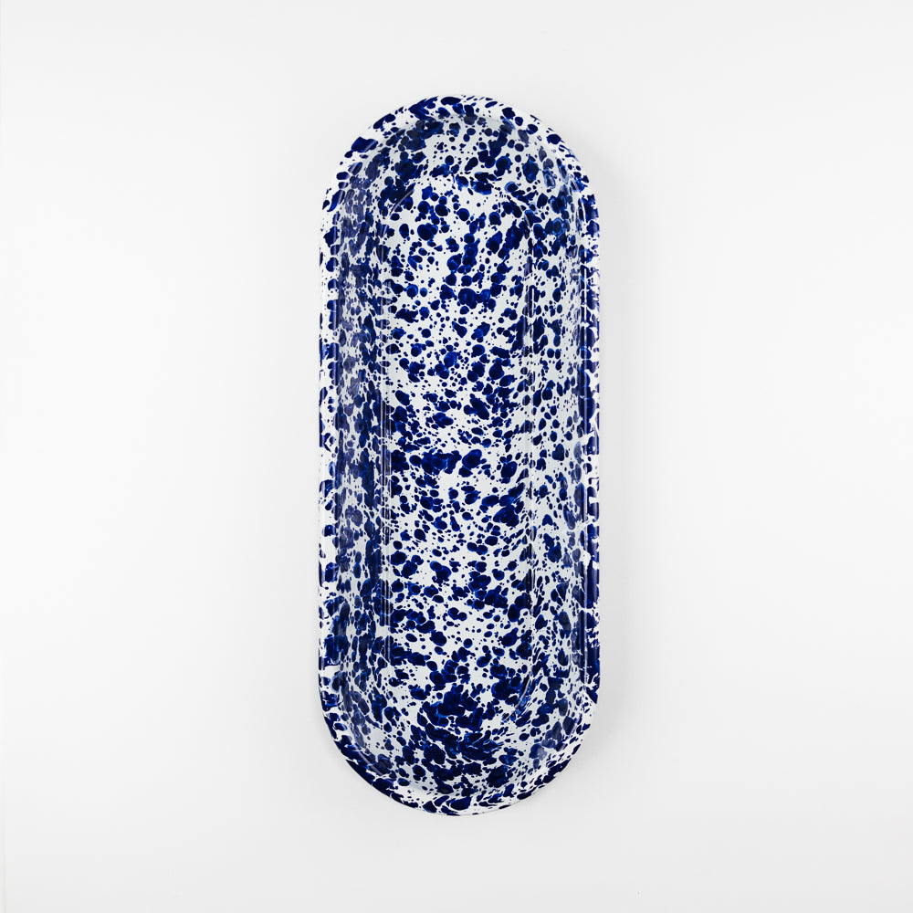 Golden Rabbit Enamelware Swirl Oval Basket - Cobalt Swirl