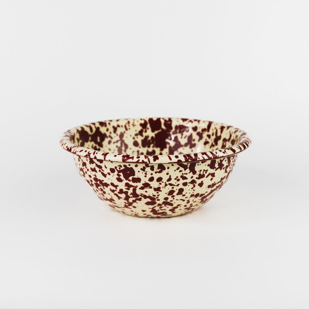 Splatter Enamelware 20 oz Cereal Bowl - Burgundy & Cream Splatter