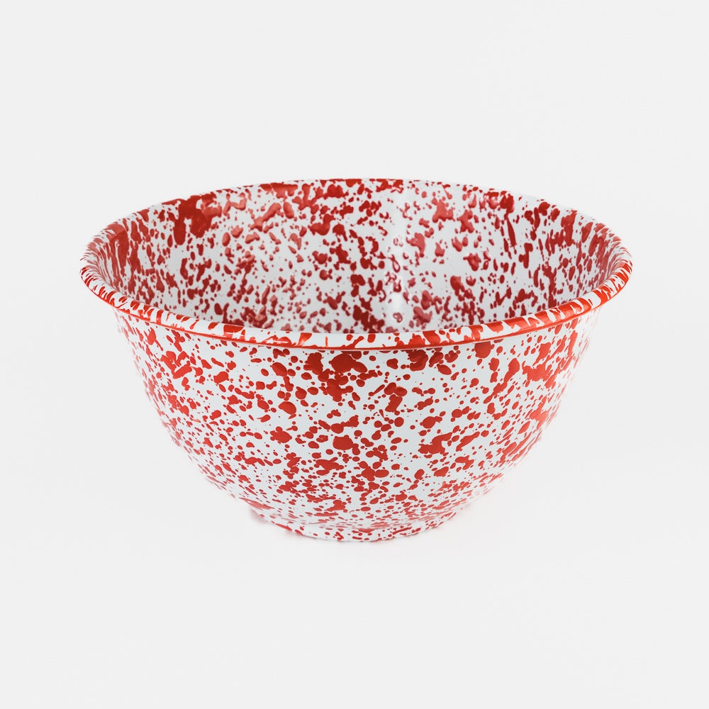 Splatter Enamelware Large Salad Bowl - Red Splatter