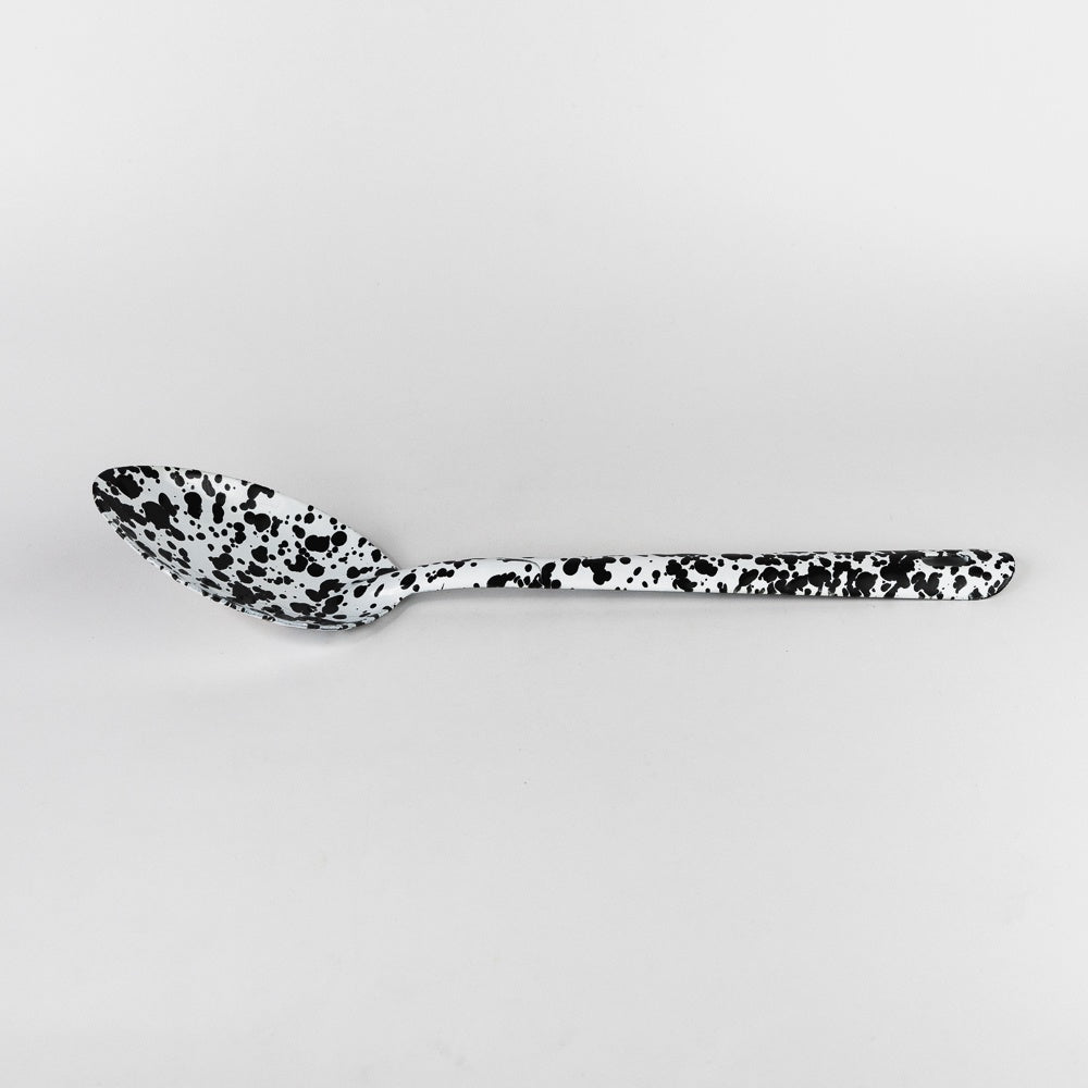 Splatter Enamelware Large Serving Spoon - Black Splatter