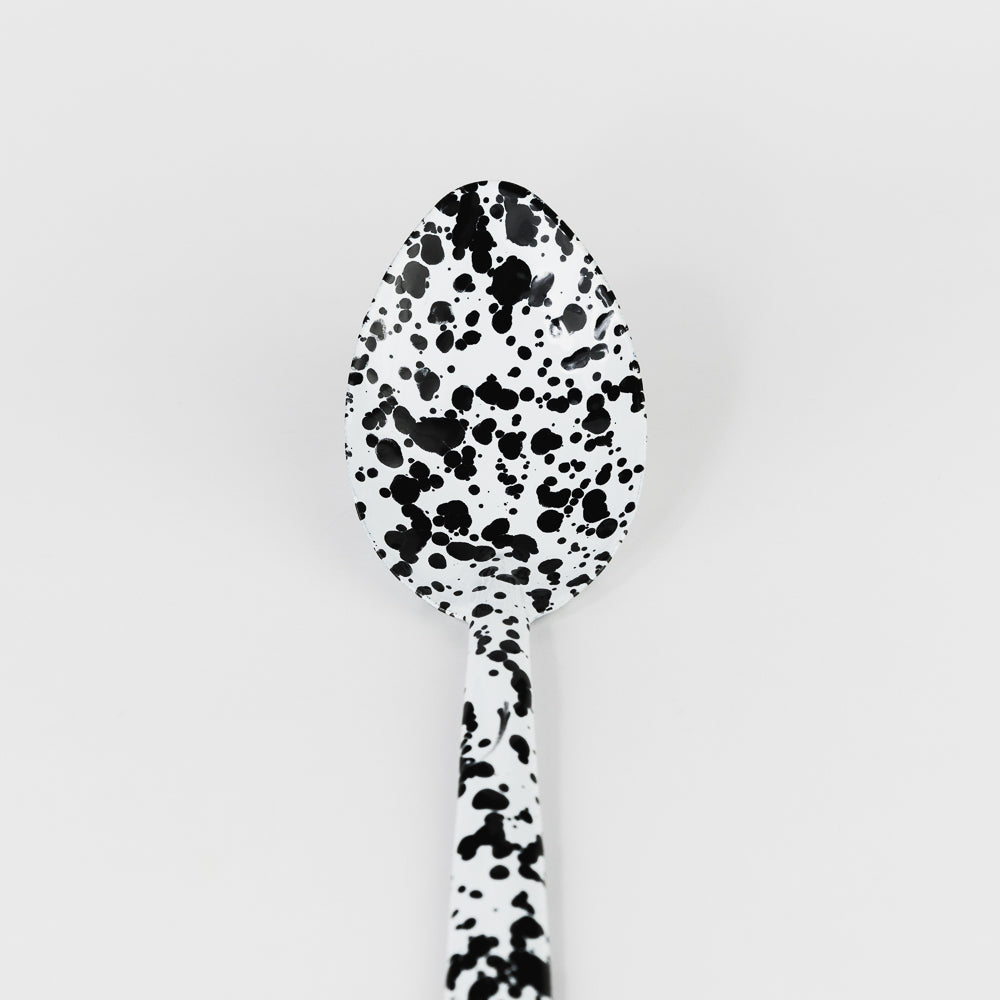 Splatter Enamelware Large Serving Spoon - Black Splatter