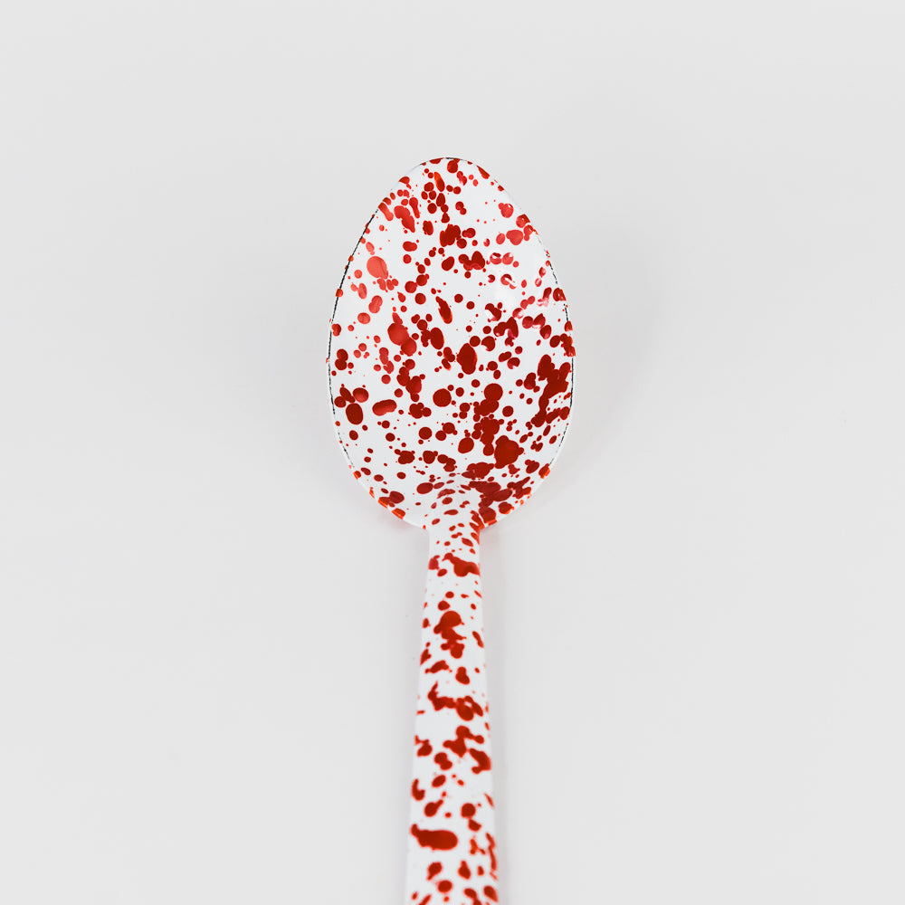 Splatter Enamelware Large Serving Spoon - Red Splatter