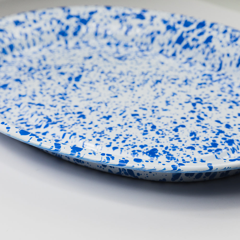 Splatter Enamelware Oval Platter - Blue Splatter