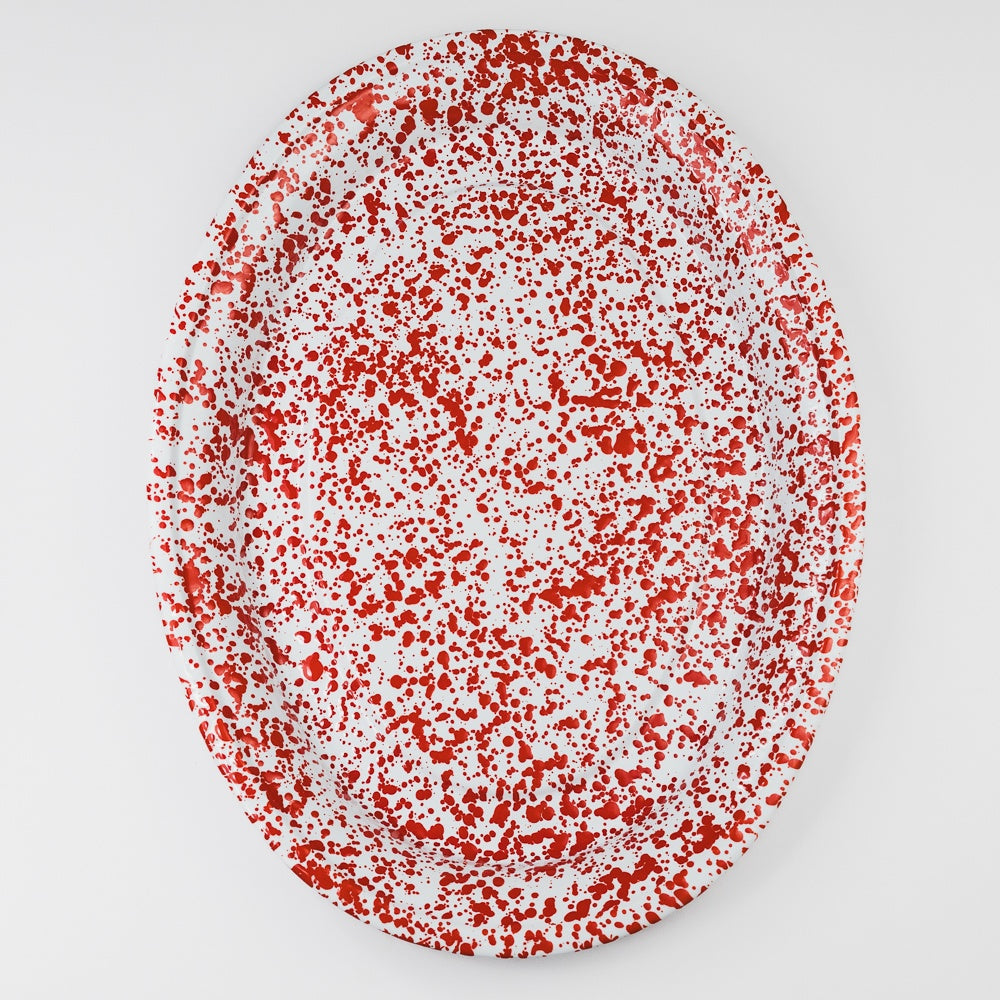 Splatter Enamelware Oval Platter - Red Splatter