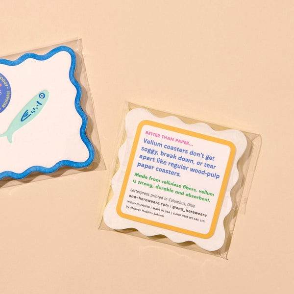Sardine Letterpress Vellum Coaster Set of 4