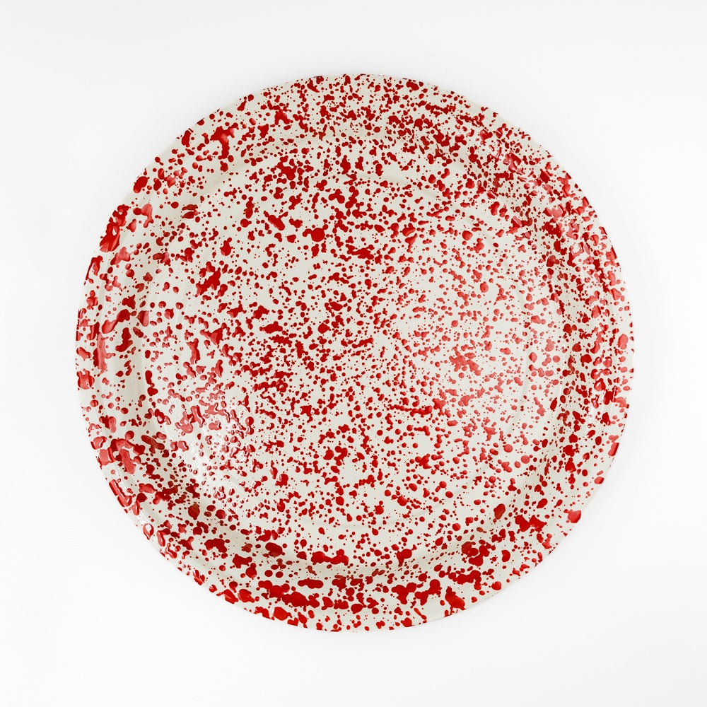 Dan Pelosi x CCH Splatter Enamelware Round Tray - Red & Beige Splatter