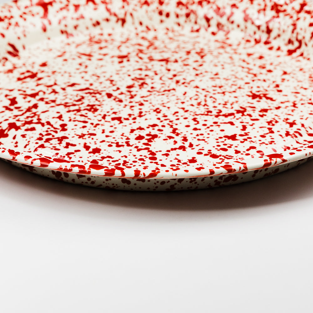 Dan Pelosi x CCH Splatter Enamelware Round Tray - Red & Beige Splatter