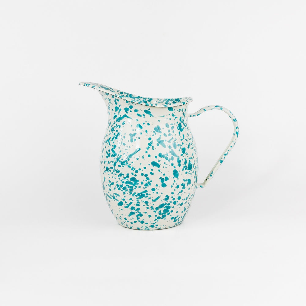 Dan Pelosi x CCH Splatter Enamelware Small Pitcher - Turquoise Rim
