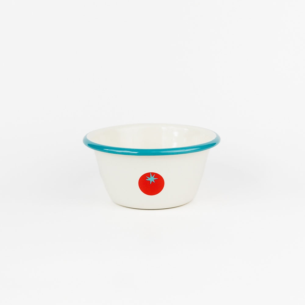 Dan Pelosi x CCH Tomato Enamelware Soup Bowl - Turquoise Rim