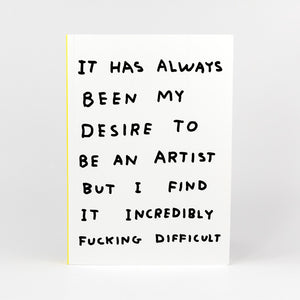 Text on a white background with black ink, featuring a quote about artistic aspirations.