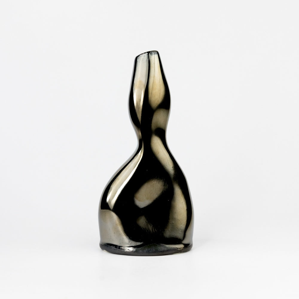 Black and silver decorative vase on a white background