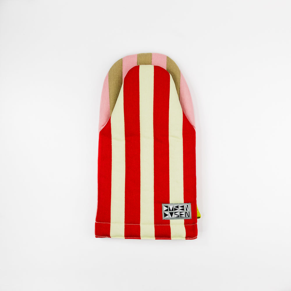 Ladybug Stripe Quilted Oven Mitt
