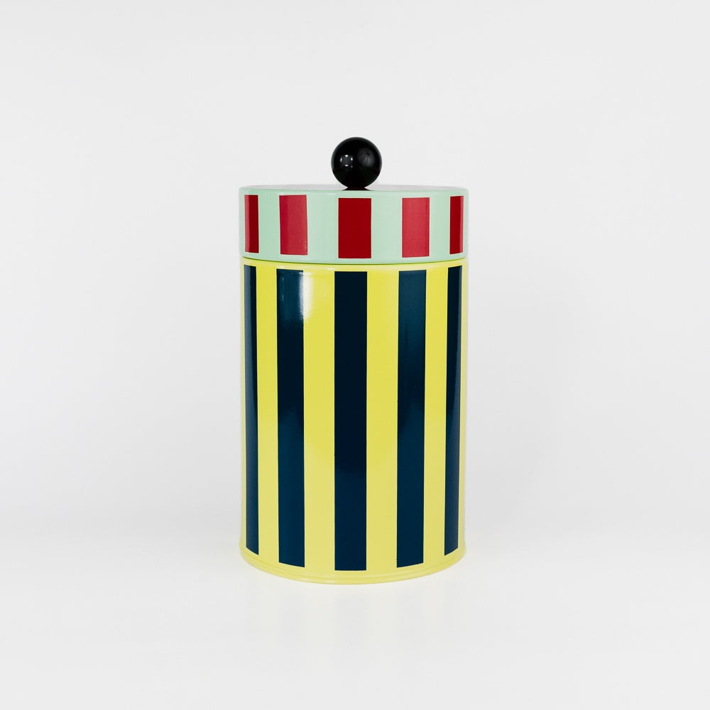 Tall Stripe Metal Canister