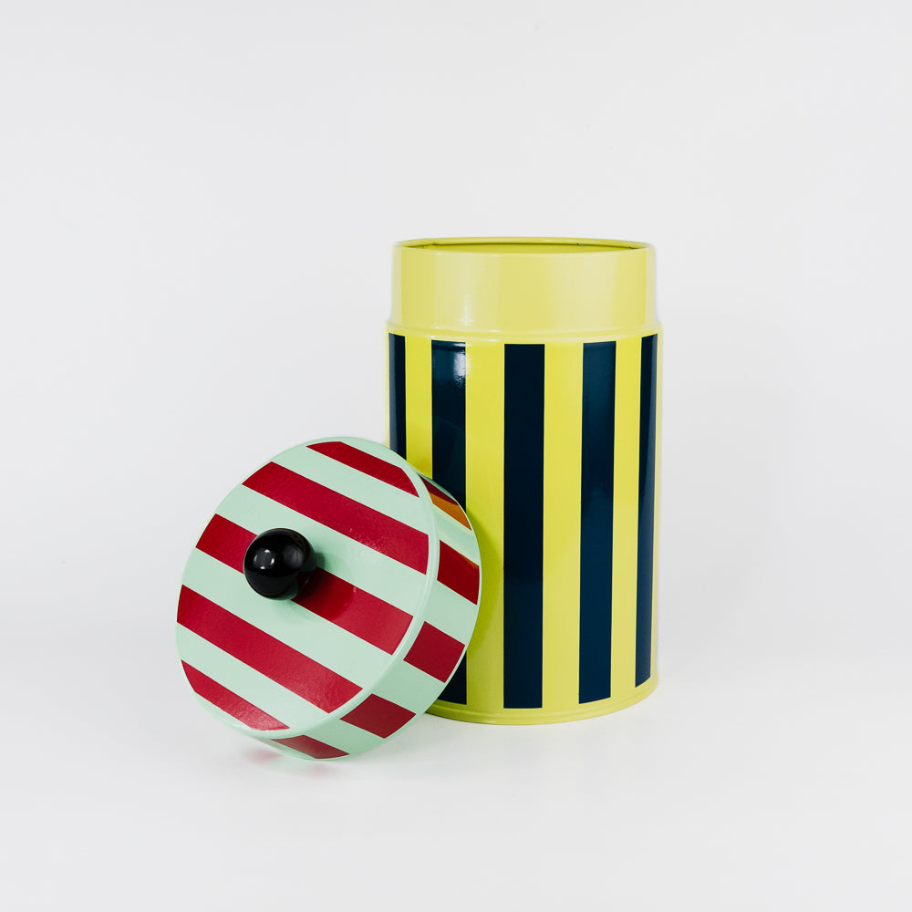 Tall Stripe Metal Canister