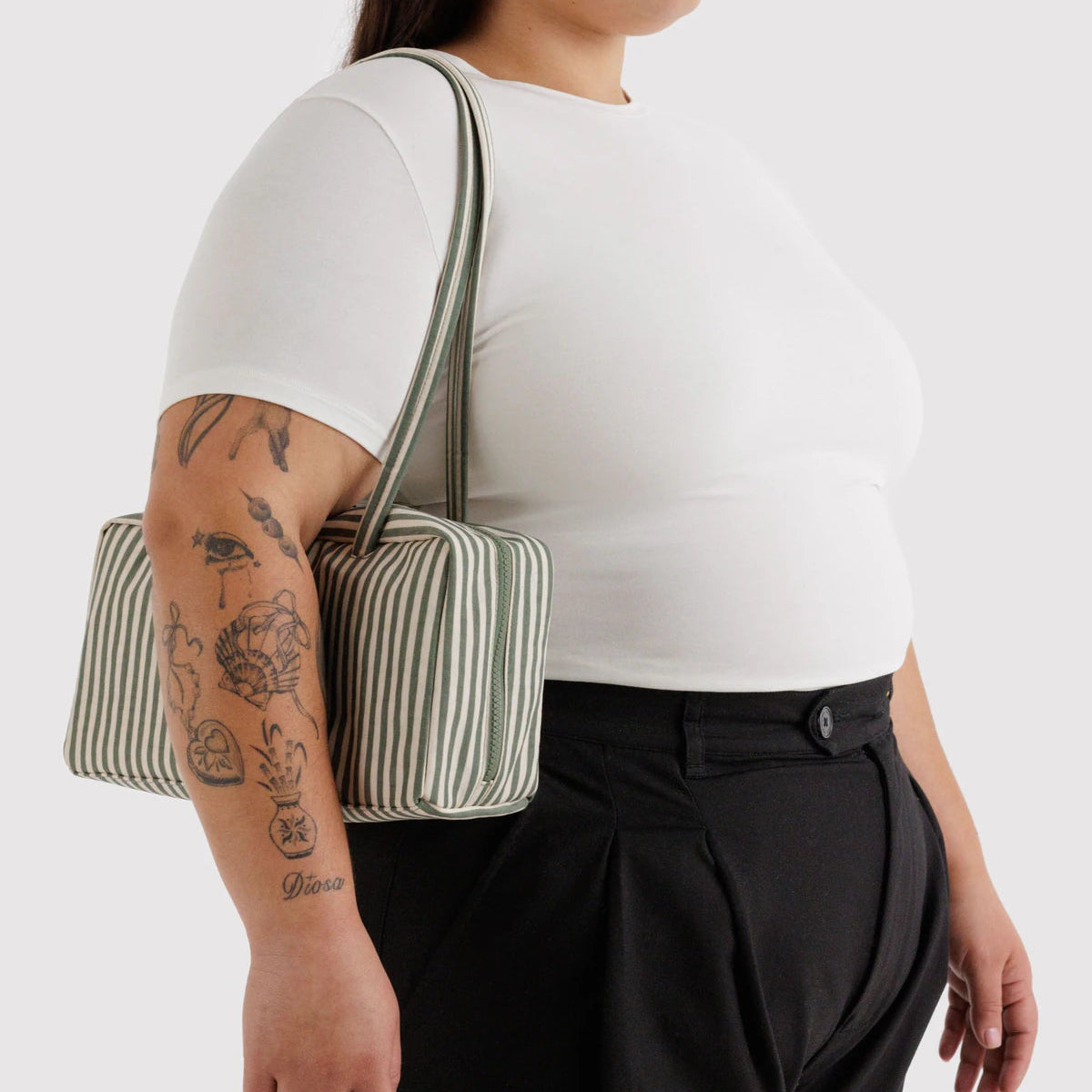 Nylon Bowler Bag - Sage Stripe