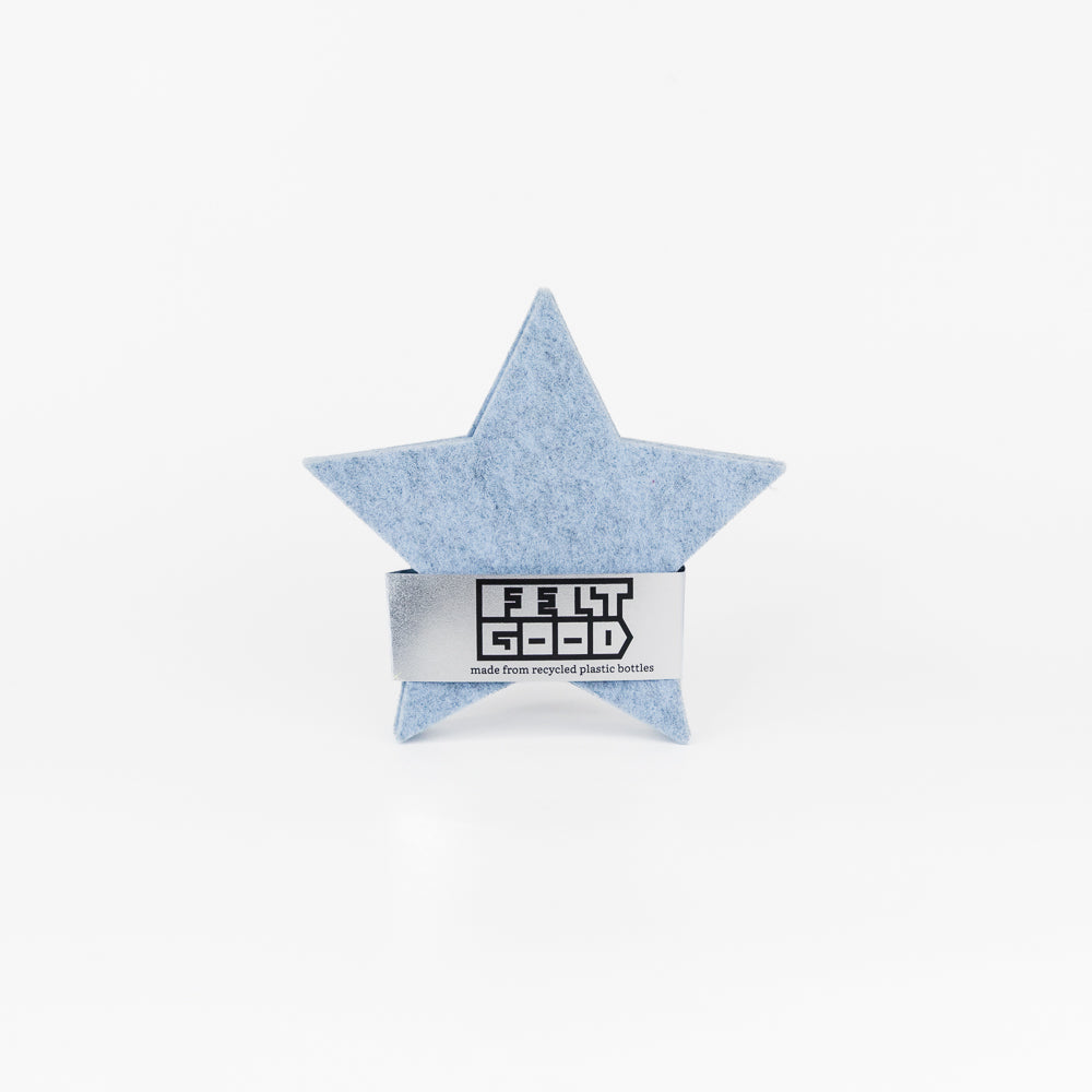 Premium Star Felt Coasters - Set of 4, Blue Mixed