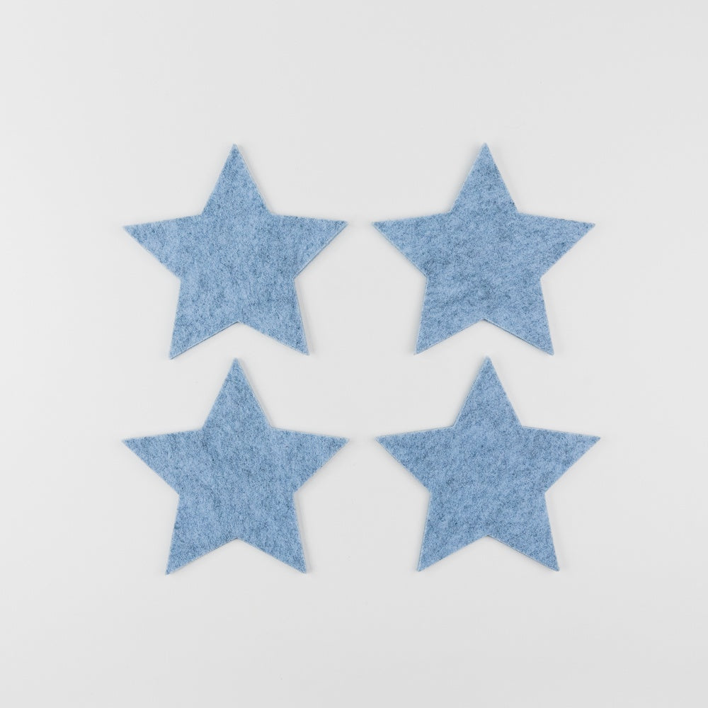 Premium Star Felt Coasters - Set of 4, Blue Mixed