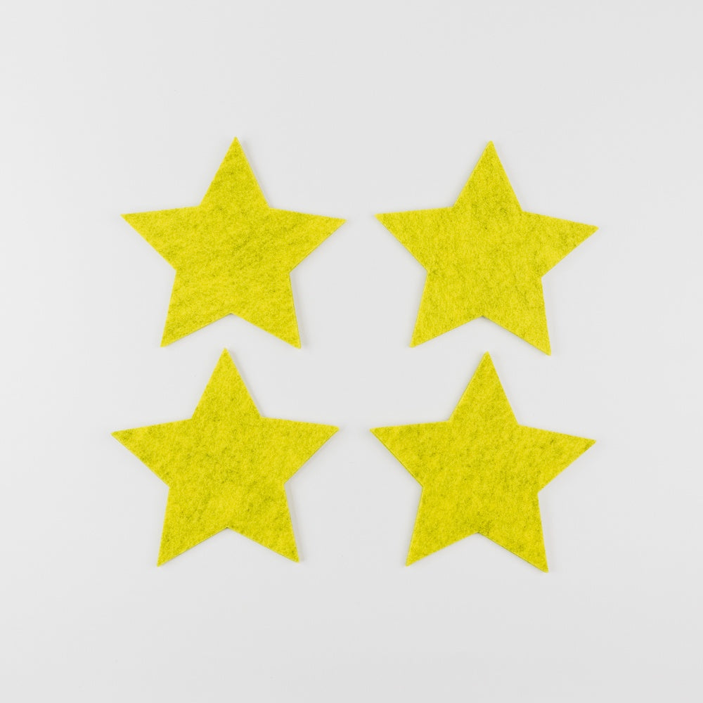 Premium Star Felt Coasters - Set of 4, Neon Yellow Mixed