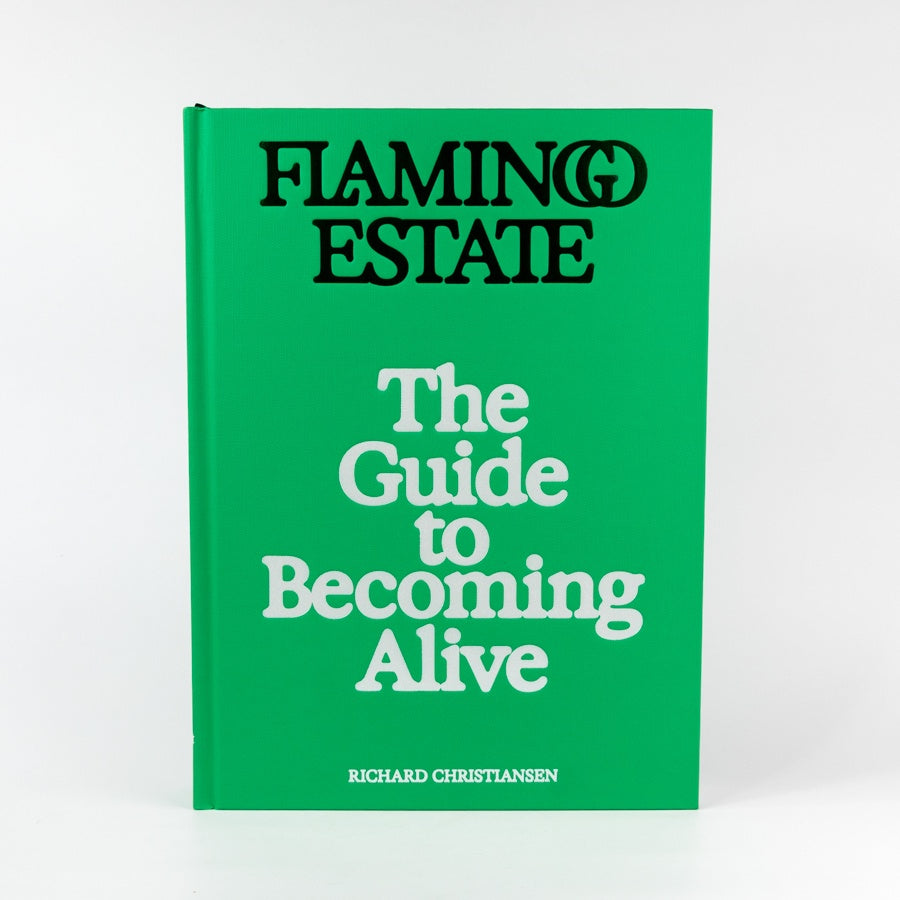 Book titled 'Flaming Estate: The Guide to Becoming Alive' by Richard Christiansen on a white background