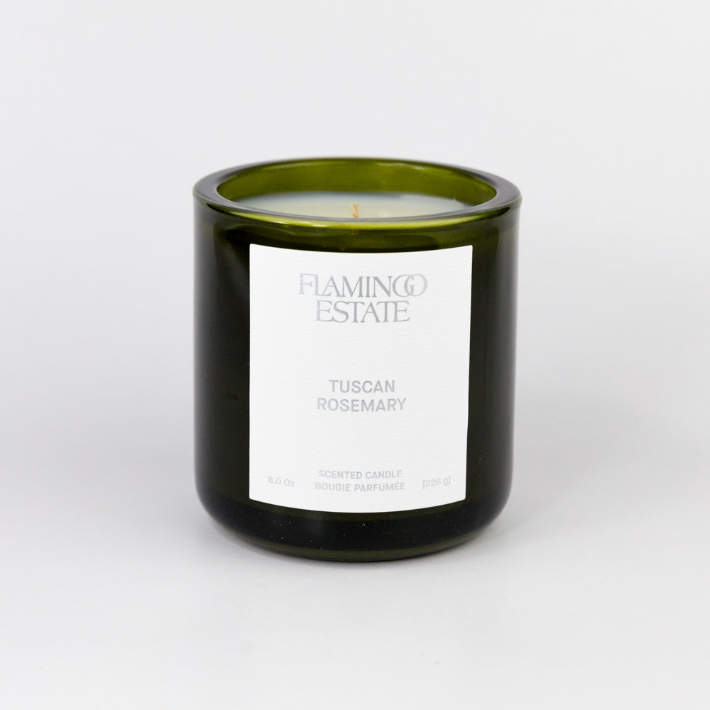 Candle with a label on a white background