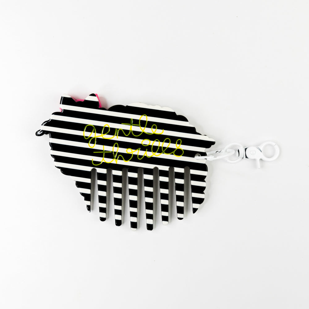 Poodle Comb Bag Charm - White