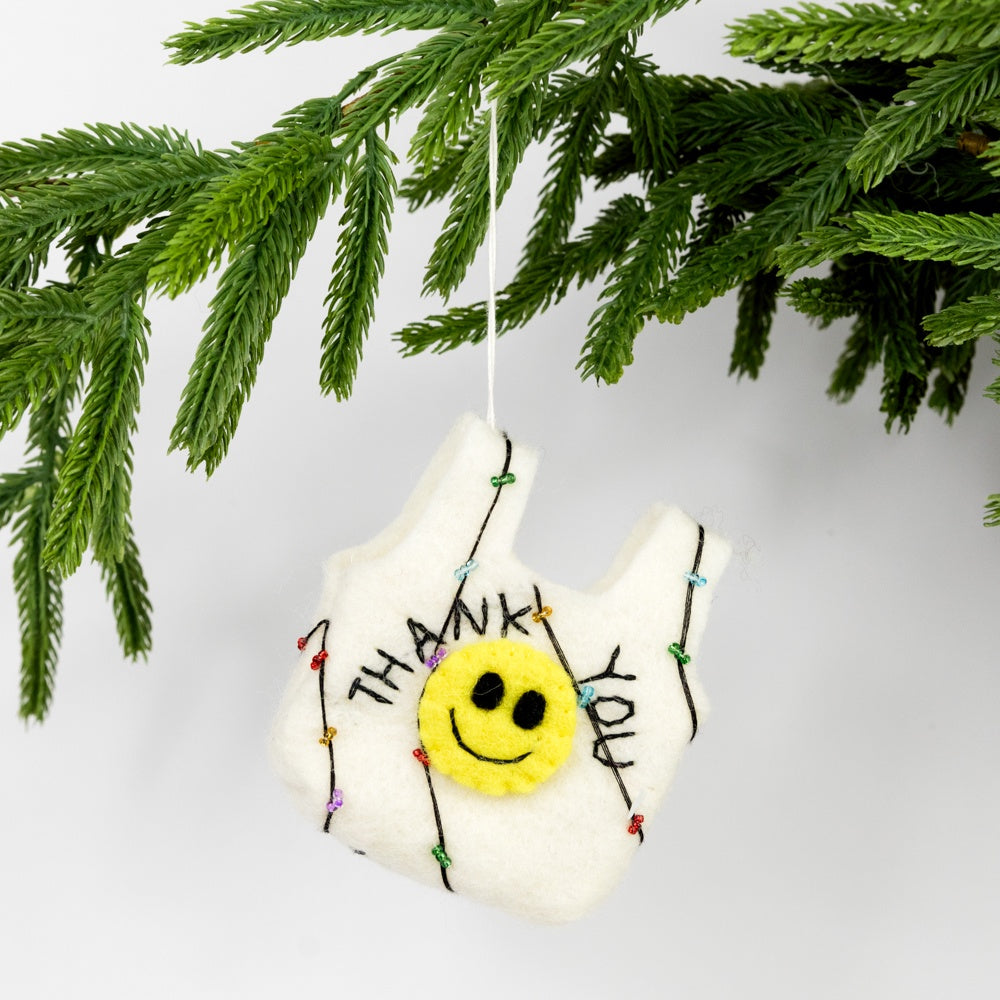 Felt Thank You Smiley Face Bag Ornament