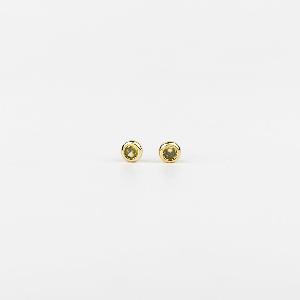 Dainty Bezel Birthstone Stud Earrings - November