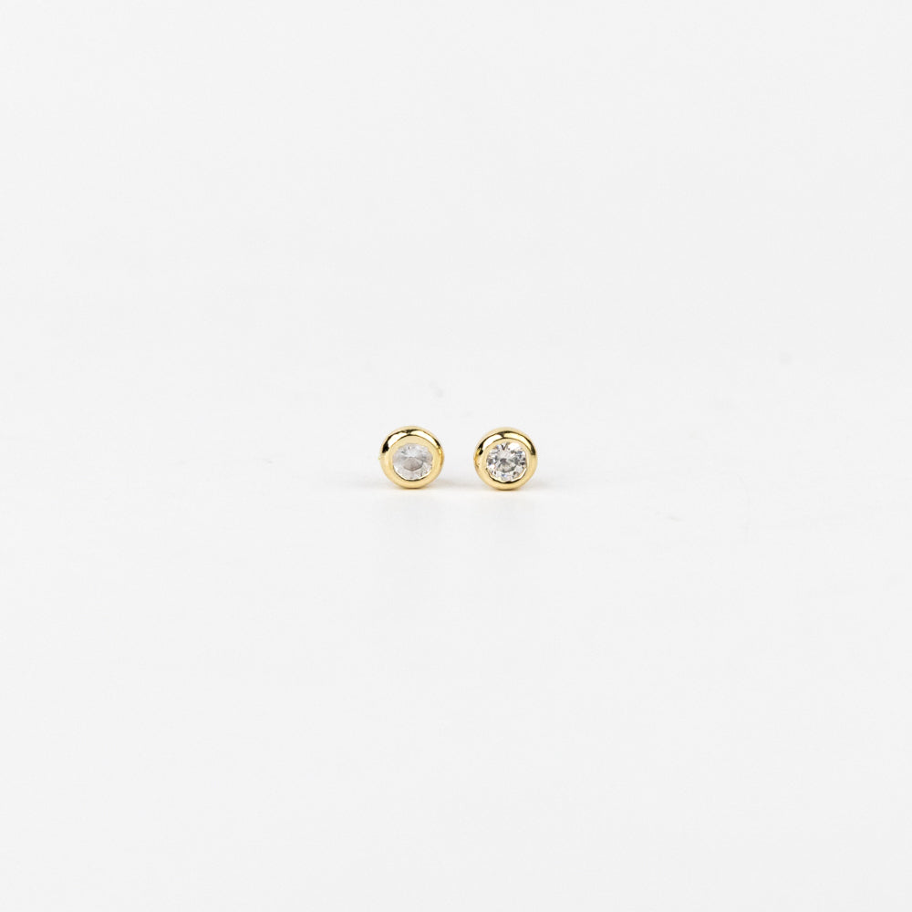 Dainty Bezel Birthstone Stud Earrings - April
