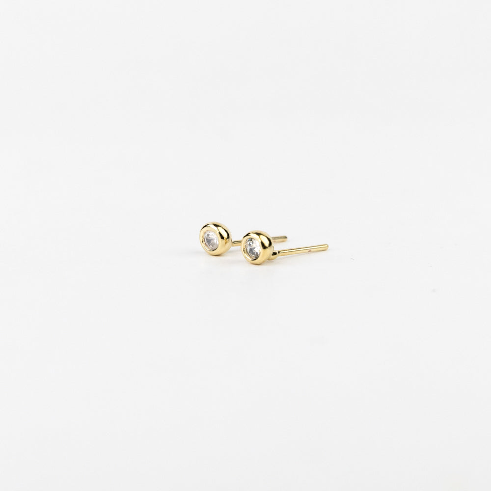 Dainty Bezel Birthstone Stud Earrings - April