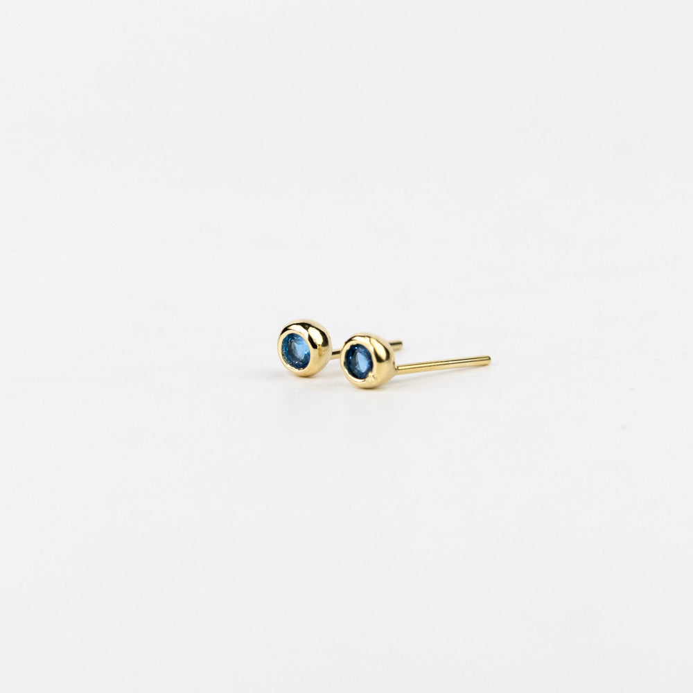 Dainty Bezel Birthstone Stud Earrings - December