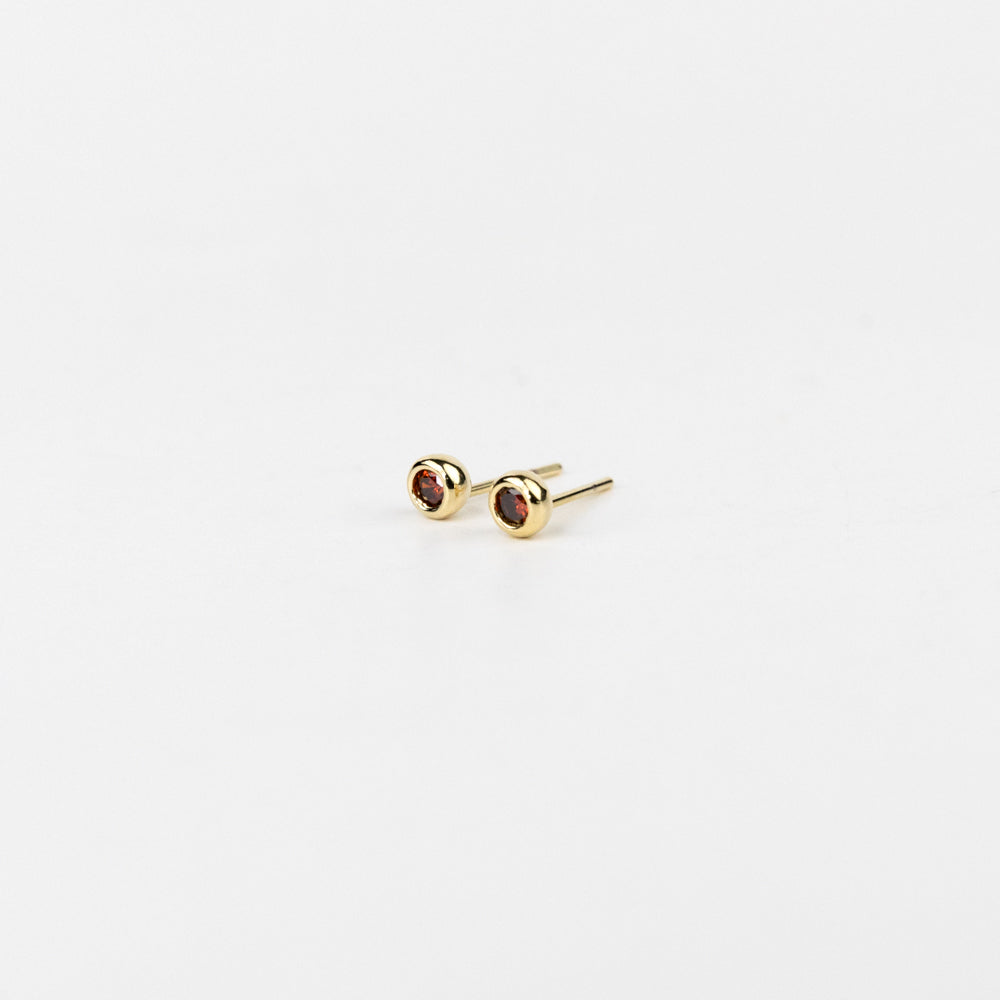 Gold earrings with gemstones on a white background